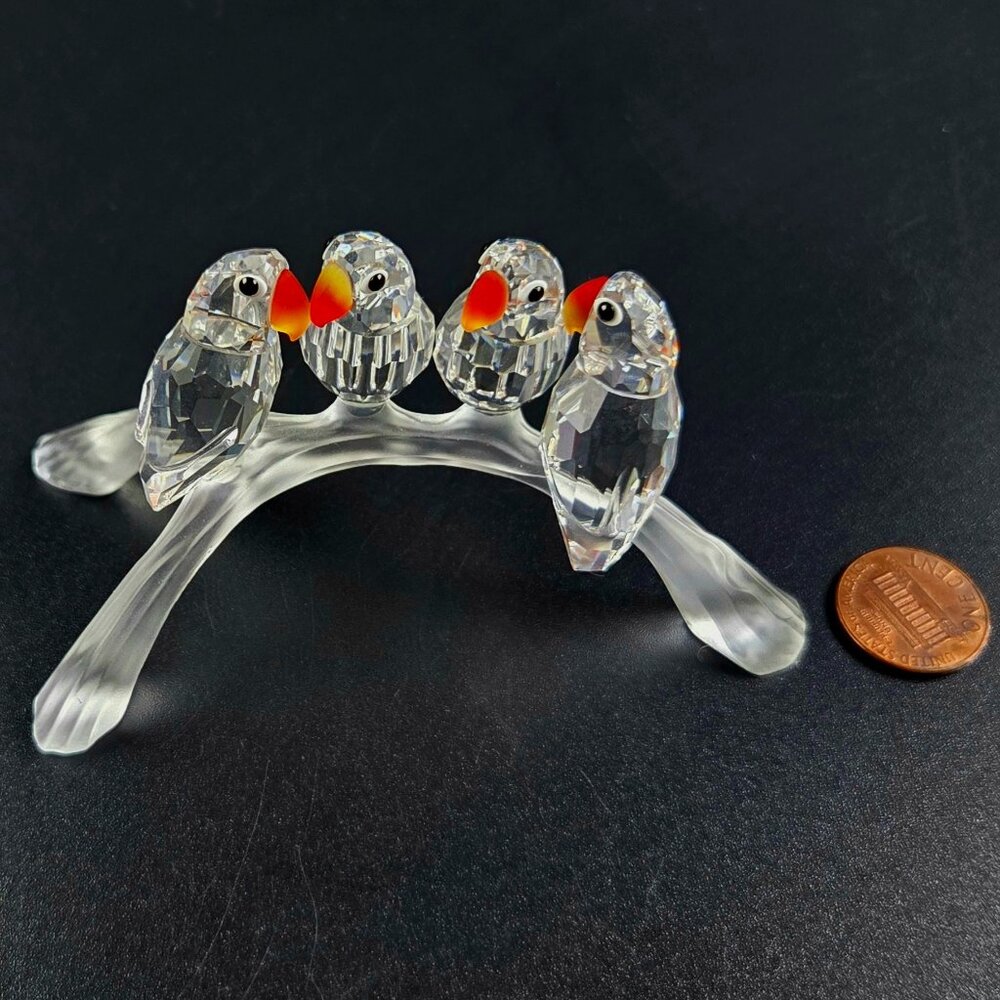 Vintage Swarovski “Feathered Beauties” Baby Lovebirds Figurine — No Box - Picture 1 of 11